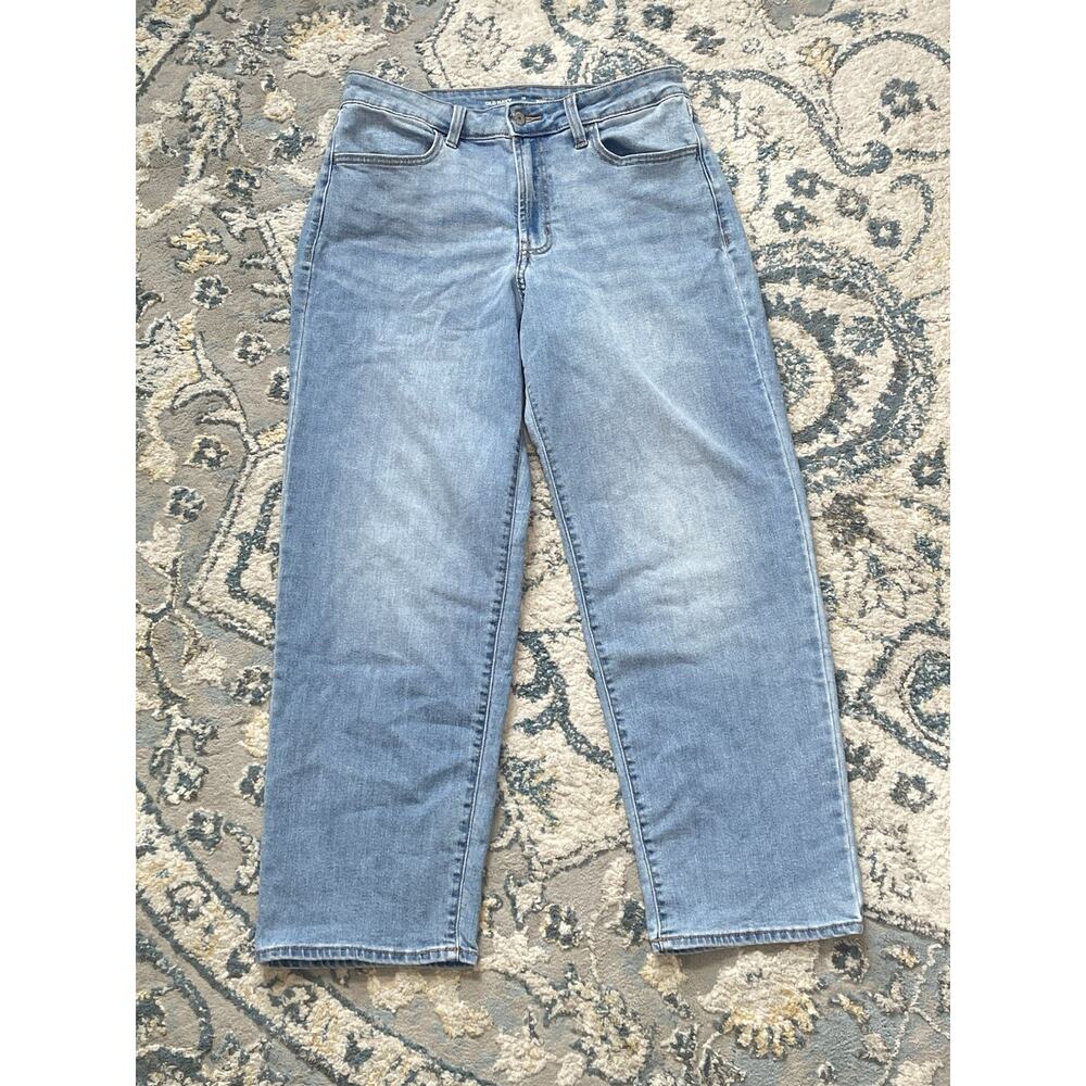 Old Navy Women's Wow Loose Short Blue Denim Cotton Stretch Relaxed Straight 10P